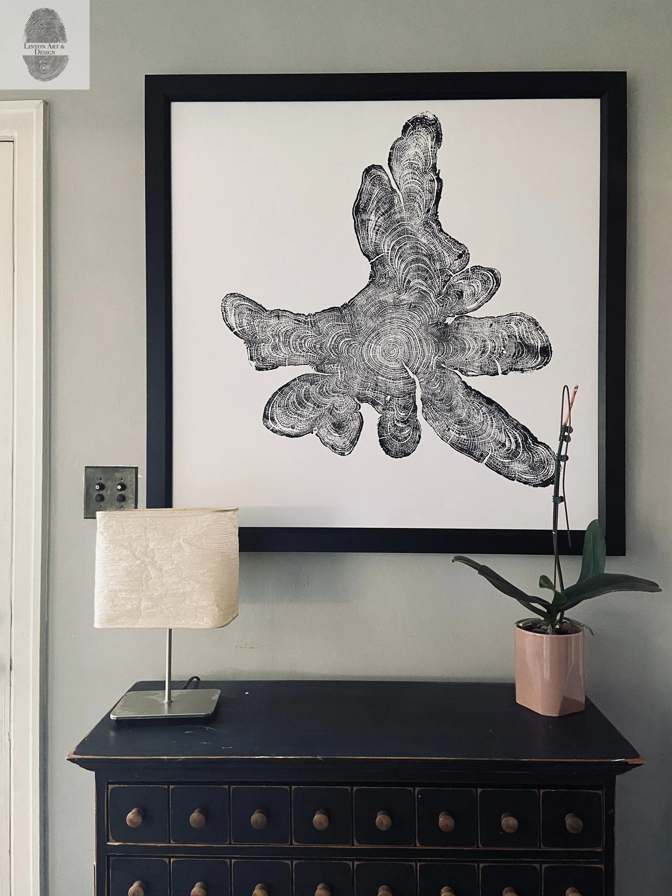 New York, Adirondack Mountains, Woodcut Print, Natural Wood Slices, Huge Wall Art, 36x36 inches