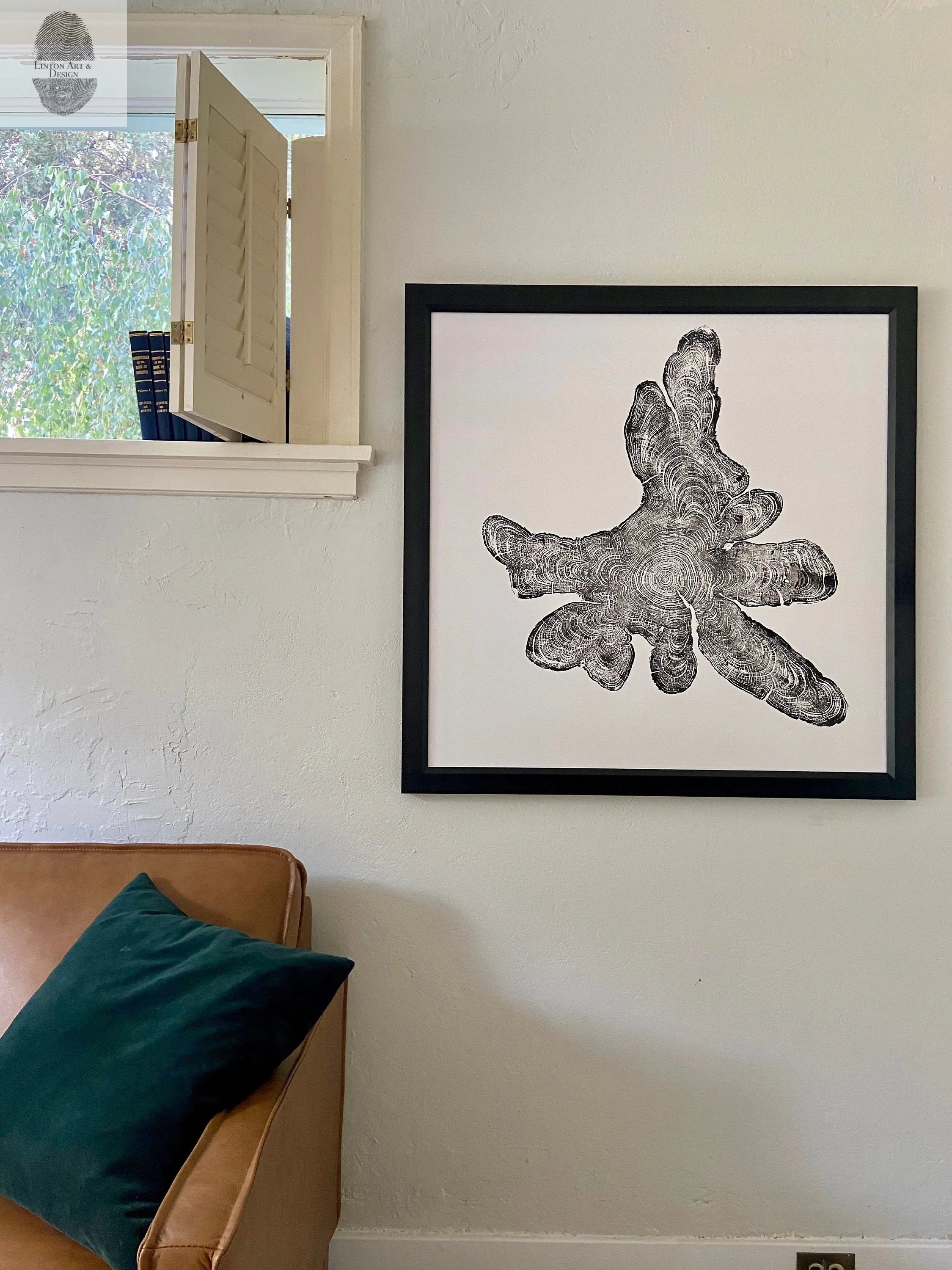 New York, Adirondack Mountains, Woodcut Print, Natural Wood Slices, Huge Wall Art, 36x36 inches