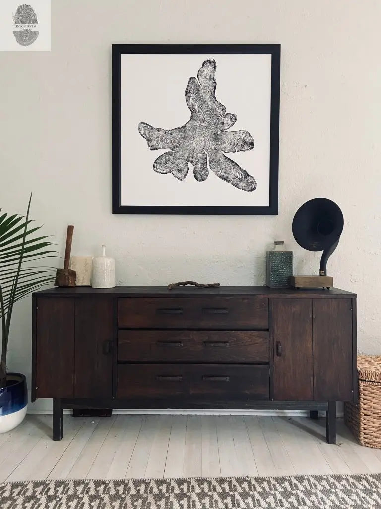 New York, Adirondack Mountains, Woodcut Print, Natural Wood Slices, Huge Wall Art, 36x36 inches