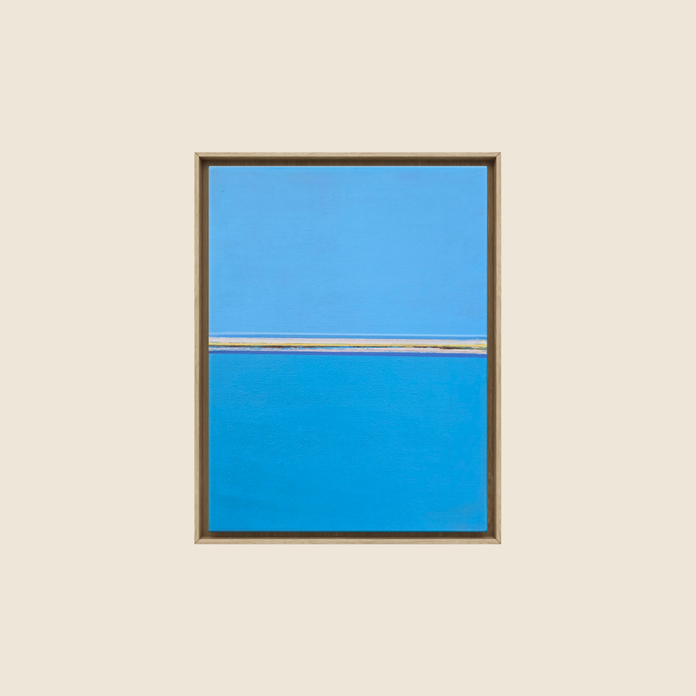 Original Painting - Blue sky and ground with yellow horizon line