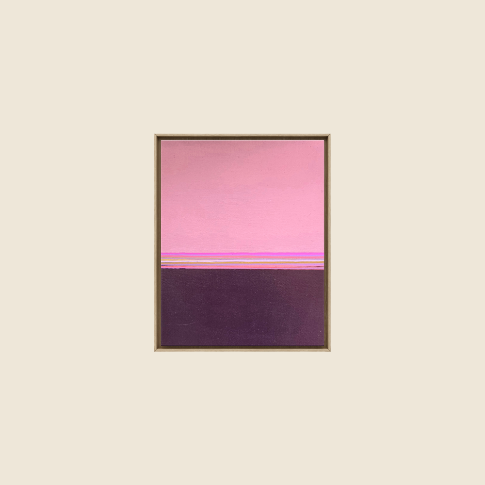 Original Painting - pink sky with dark plum foreground, mixed pinks and yellows at the horizon line