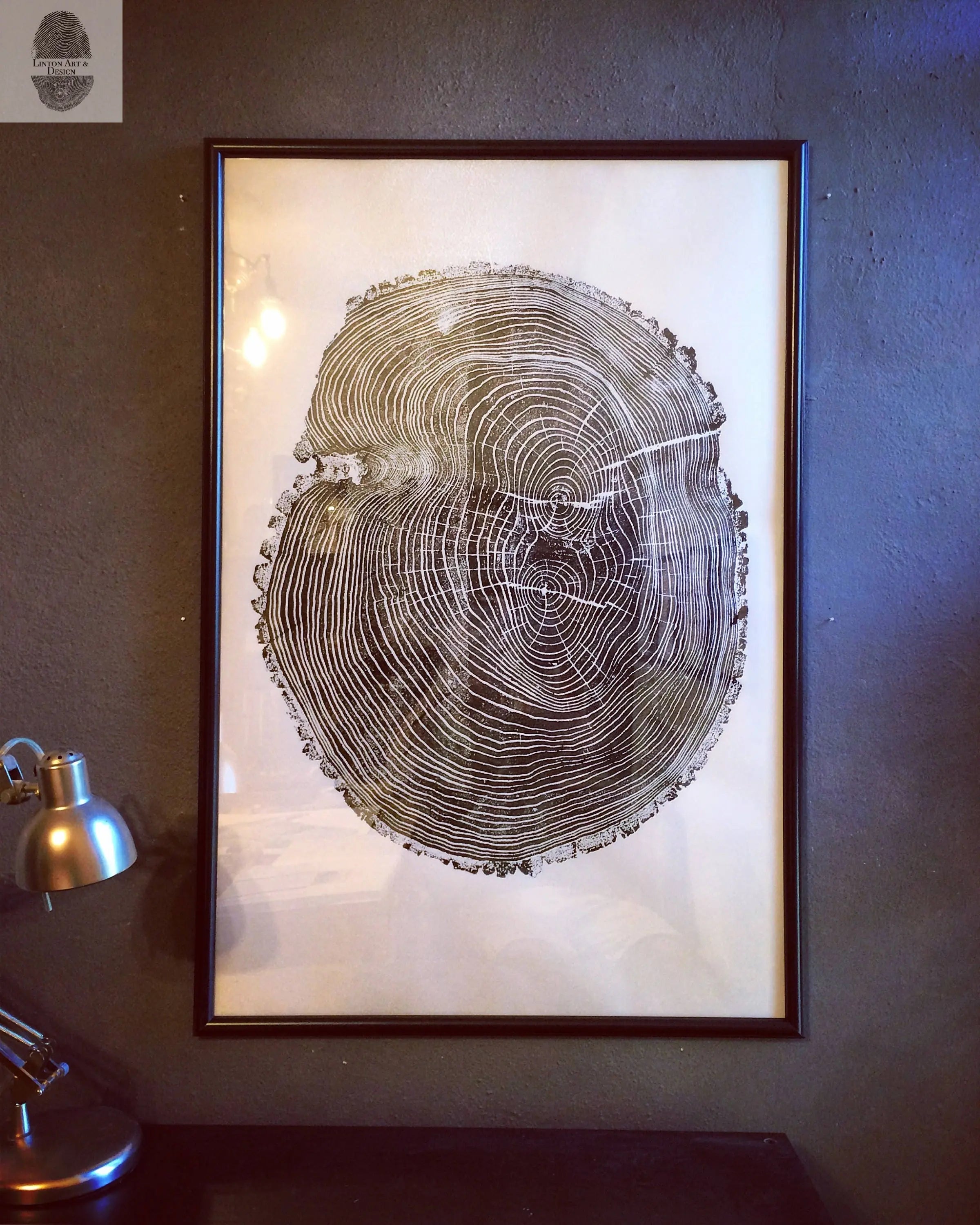 Ohio State, Ash Tree, Tree ring print, woodcut print, Lumber, Live edge, Biology Gifts, Arborist, Signed Original - 24x36 print