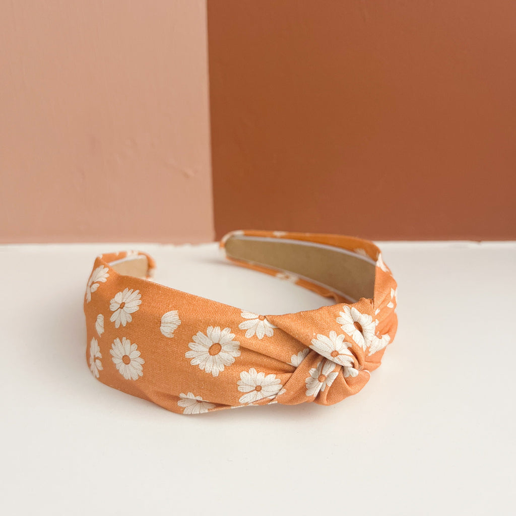 Orange Flowers Top Knot Headband