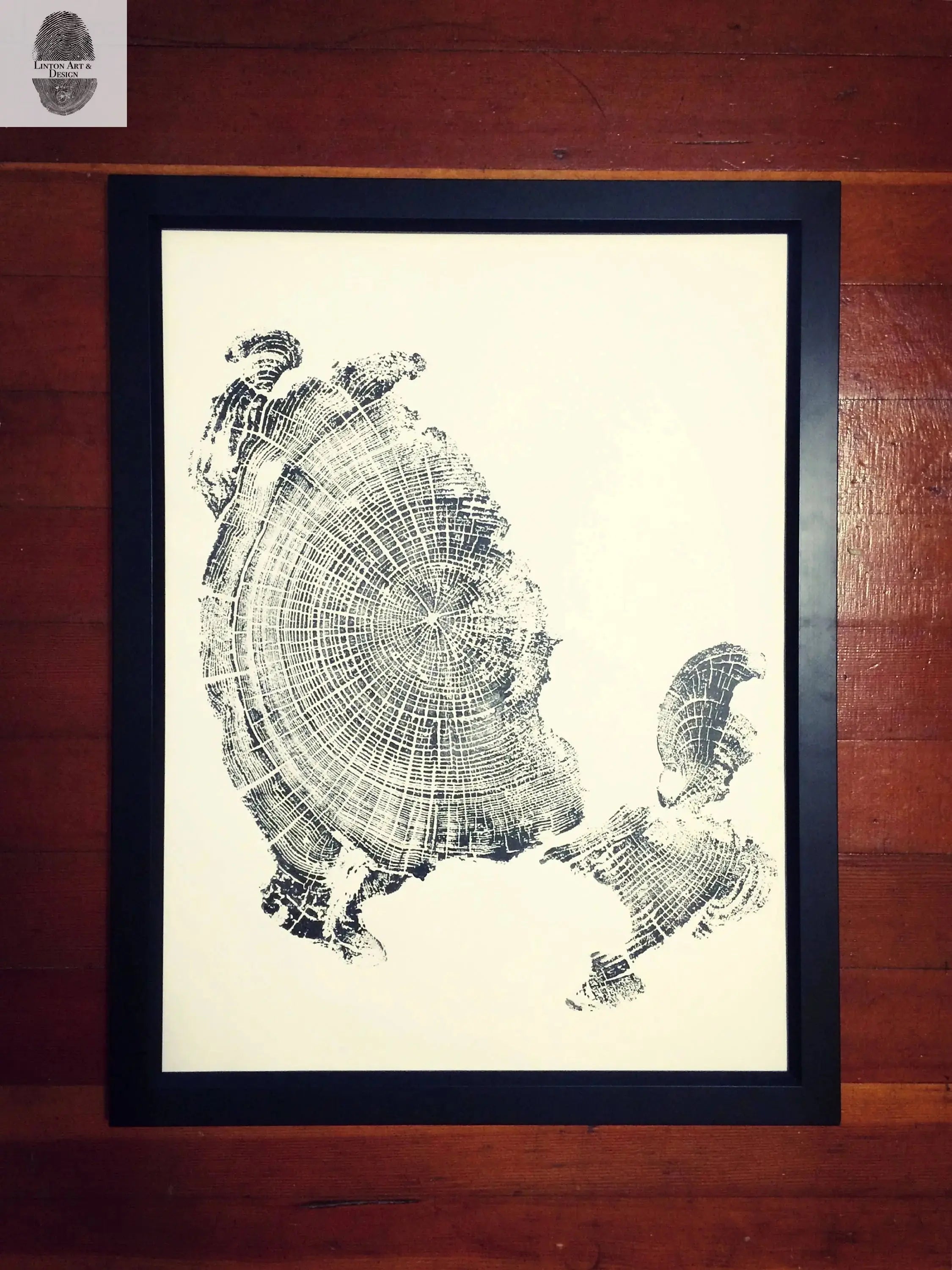 Oregon Coast, Cannon Beach, Driftwood Wall Art, Tree Ring Print, Cascade Mountains, Woodcut Art