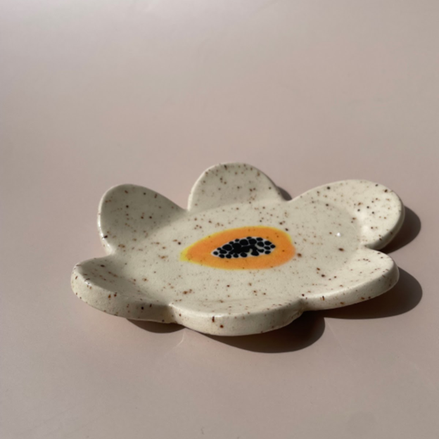 mini scalloped plated with a hand painted papaya