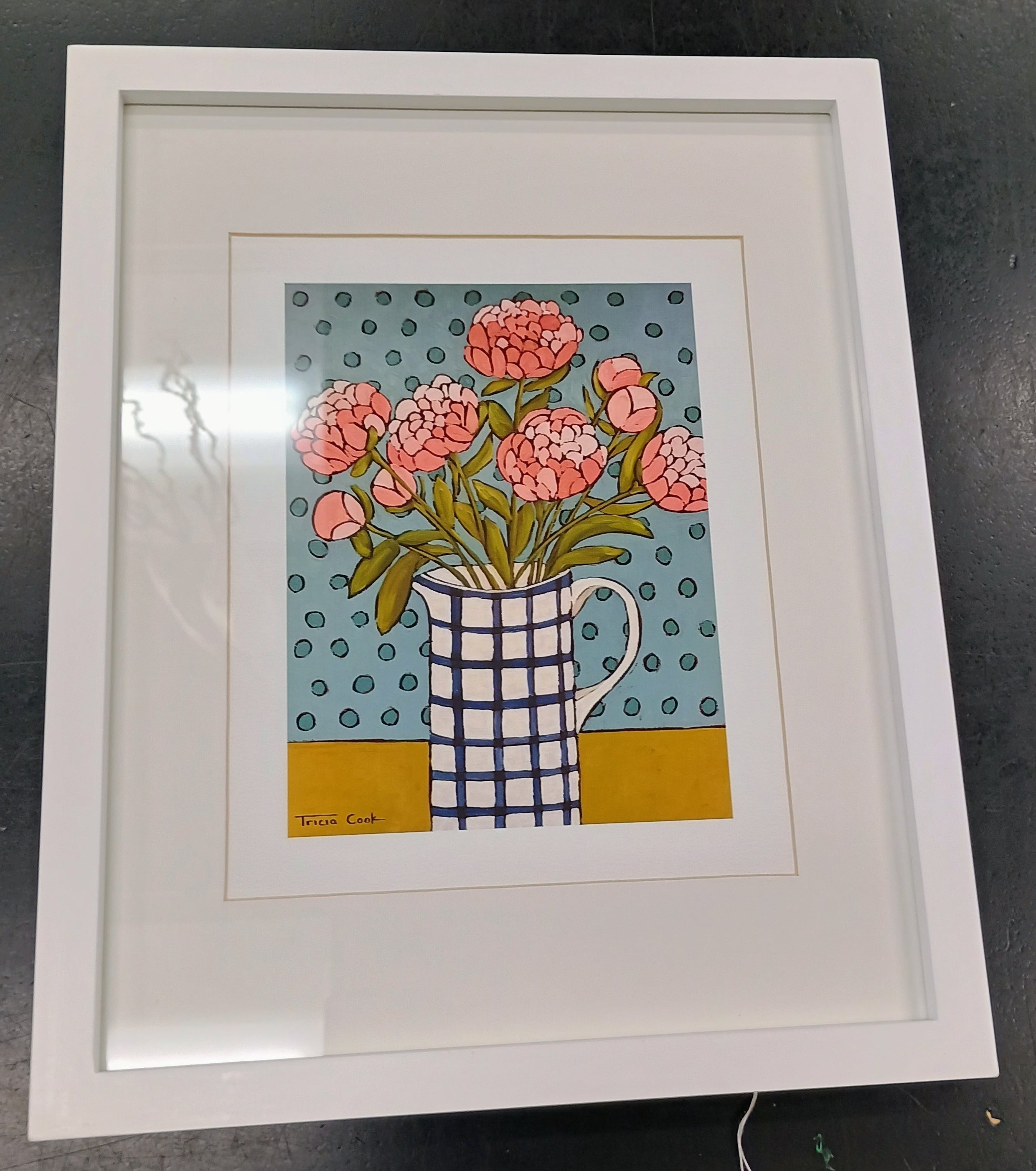 Peonies & Polka Dots Framed Print