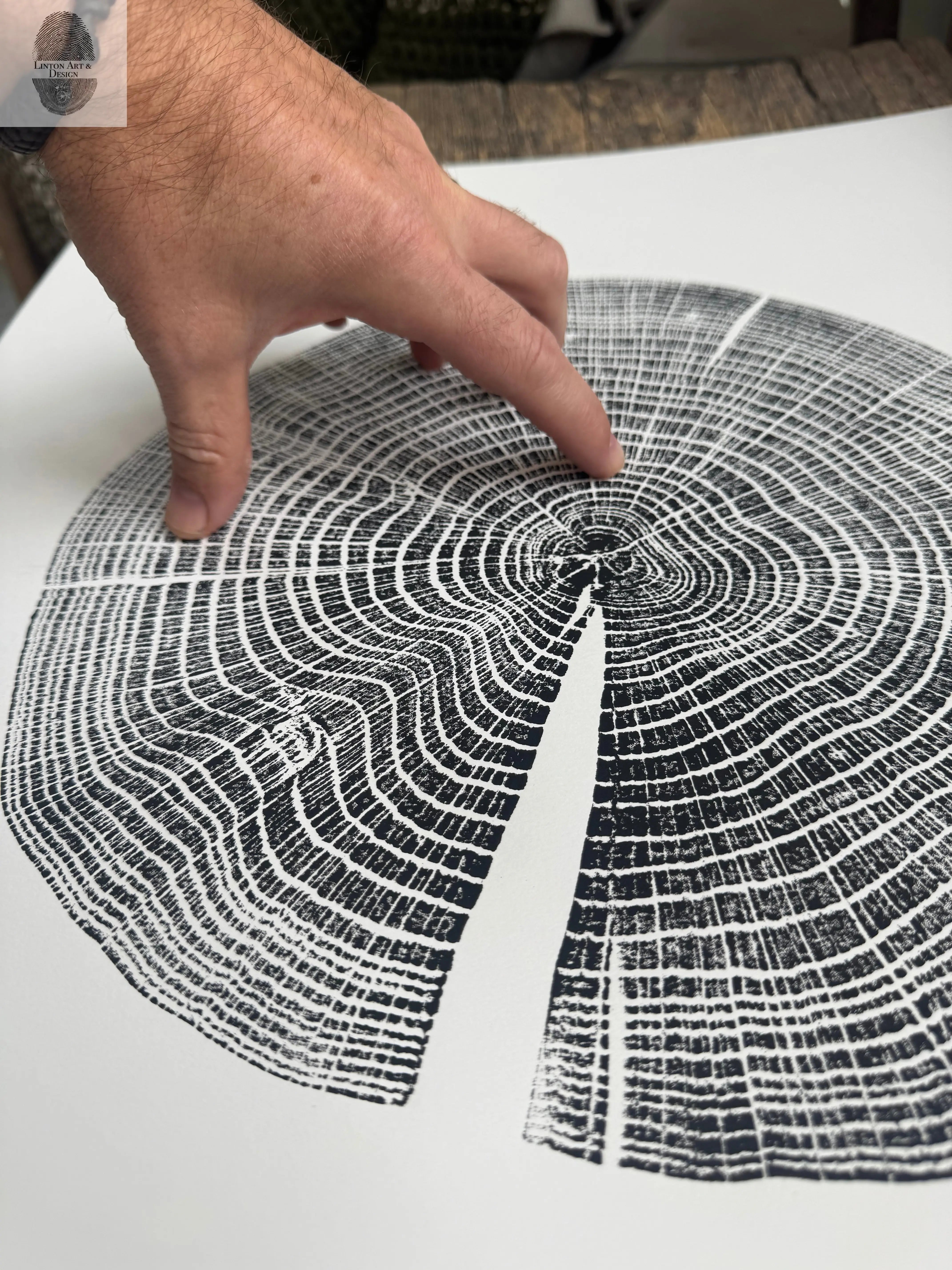 Red Oak Tree Ring Print – Spartanburg County, SC – 18x24 Original Signed Woodcut