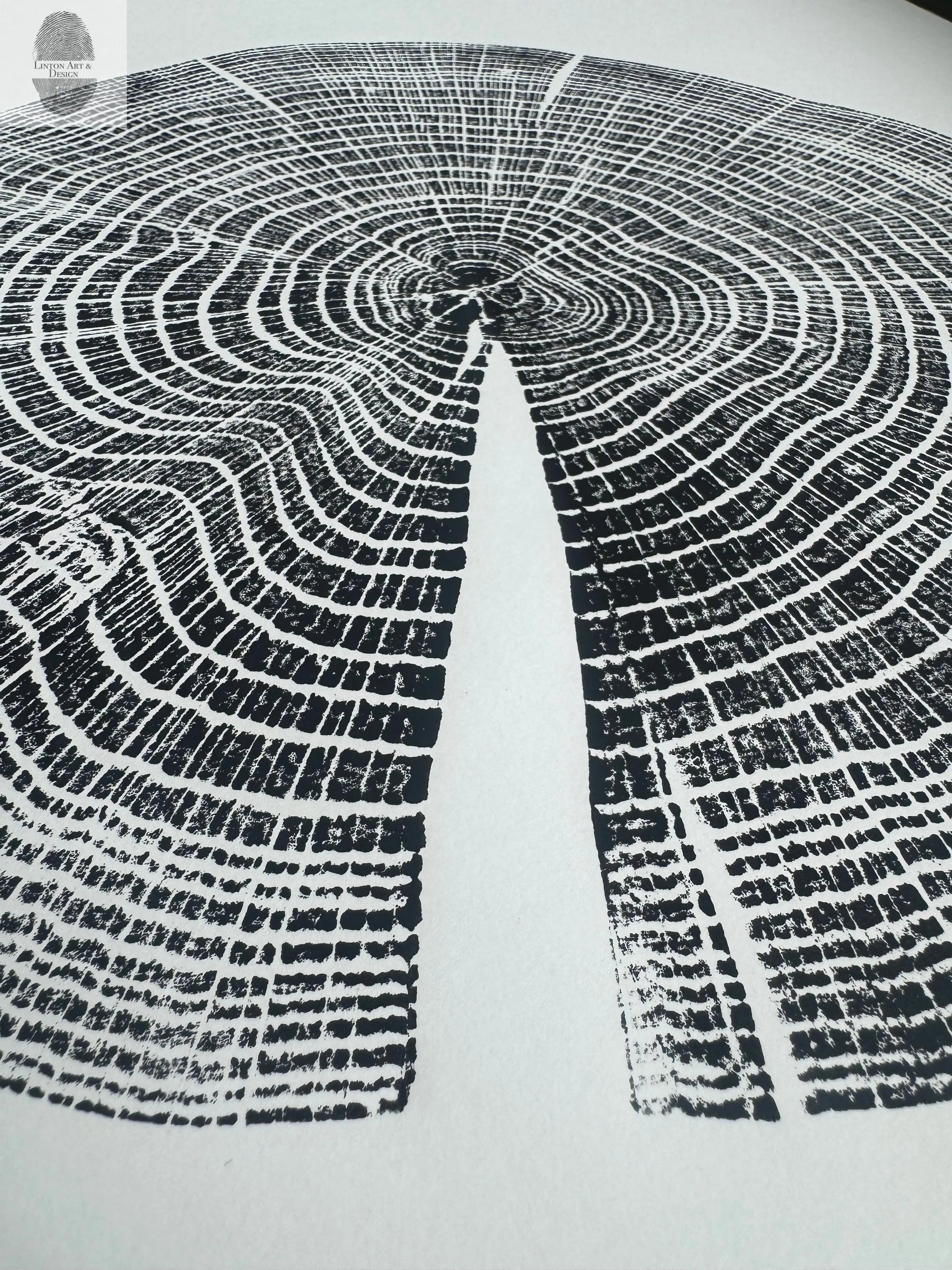 Red Oak Tree Ring Print – Spartanburg County, SC – 18x24 Original Signed Woodcut