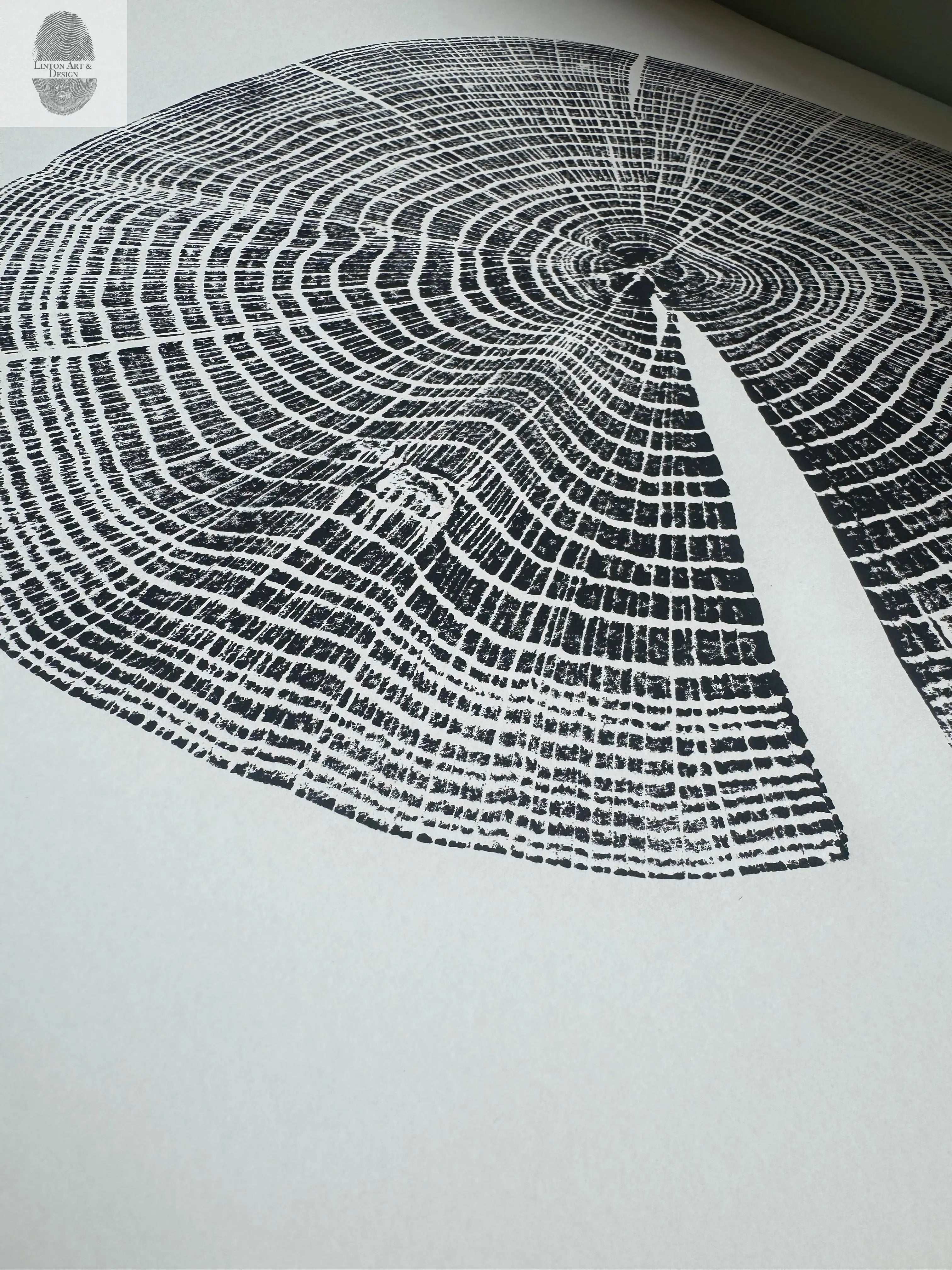 Red Oak Tree Ring Print – Spartanburg County, SC – 18x24 Original Signed Woodcut