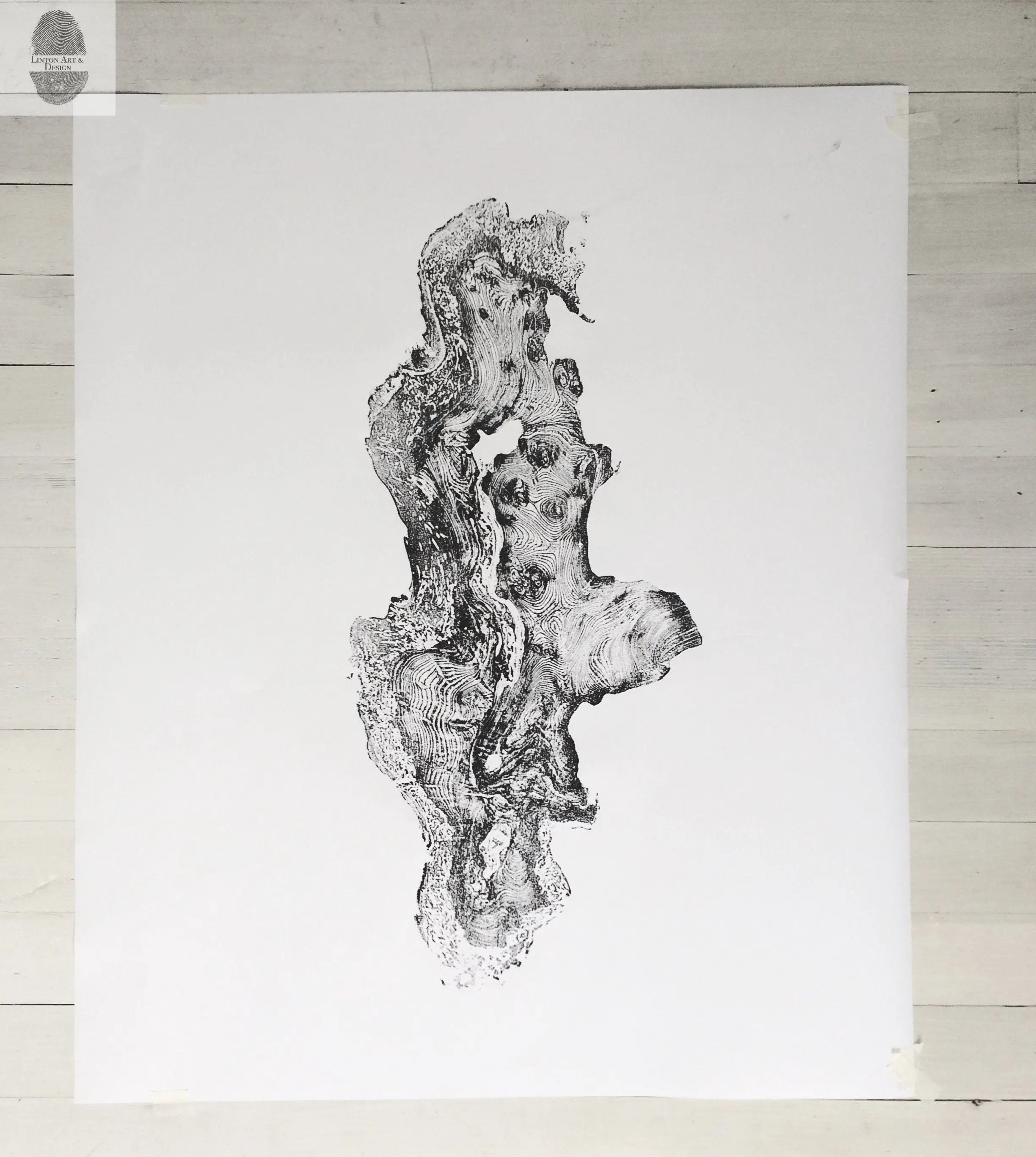 Redwood Burl, Tree Ring Print, Woodcut print, Tree of Life, , 24x36 print, Signed original Print