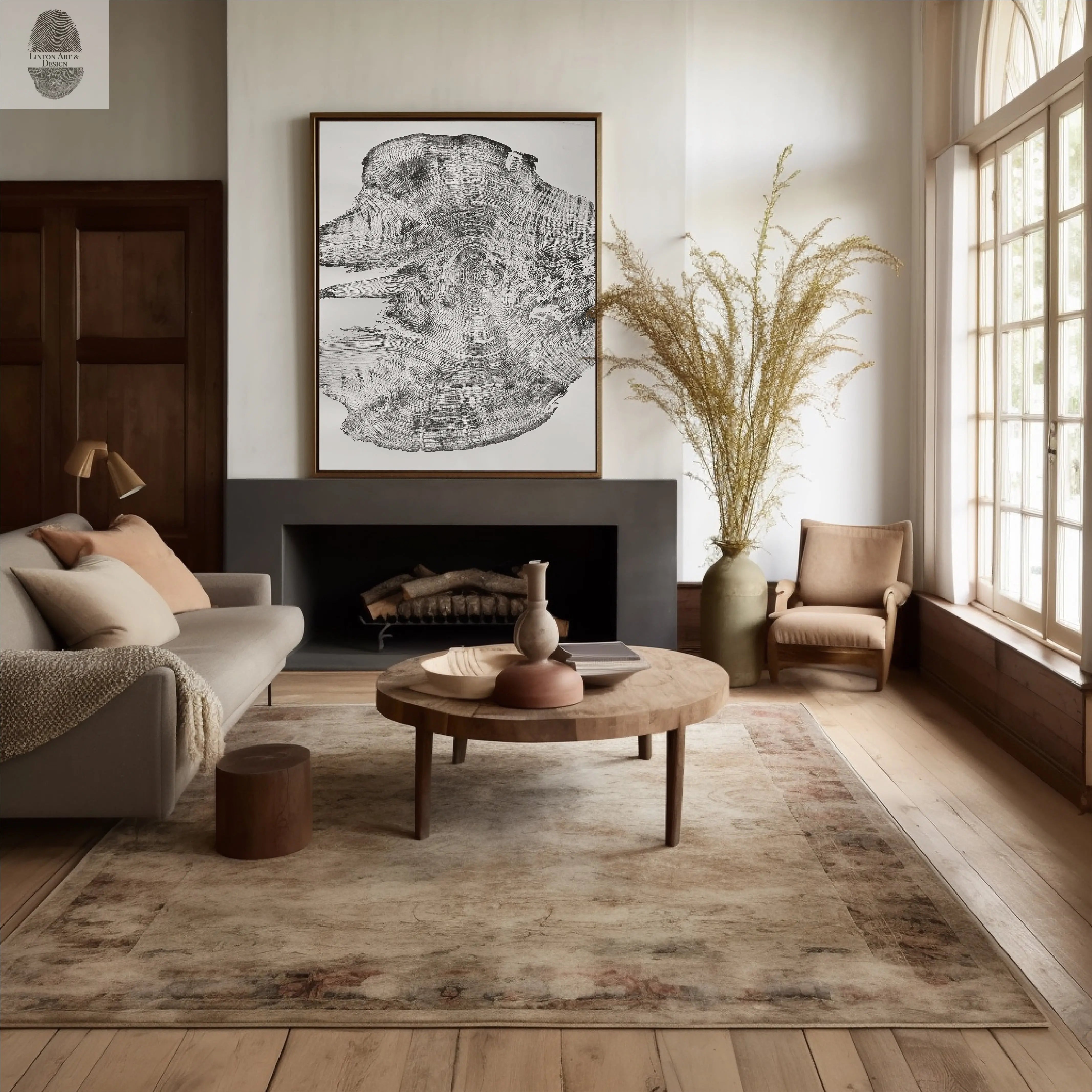 Redwood Tree, Tree Ring Print, California Coast, Wood Slice Wall Art, Huge Wall Art, Natural Wood Slices 52”x72”