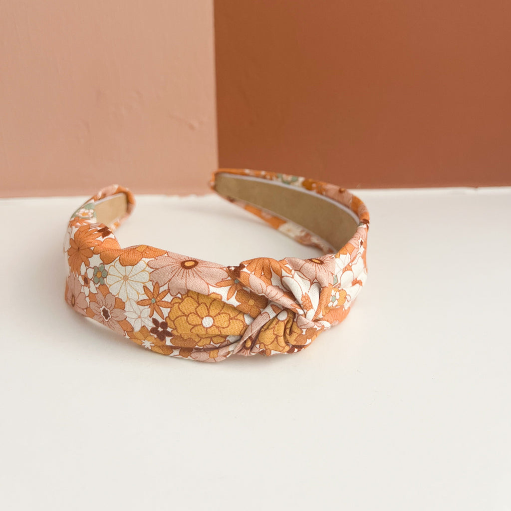 Retro Flowers Top Knot Headband