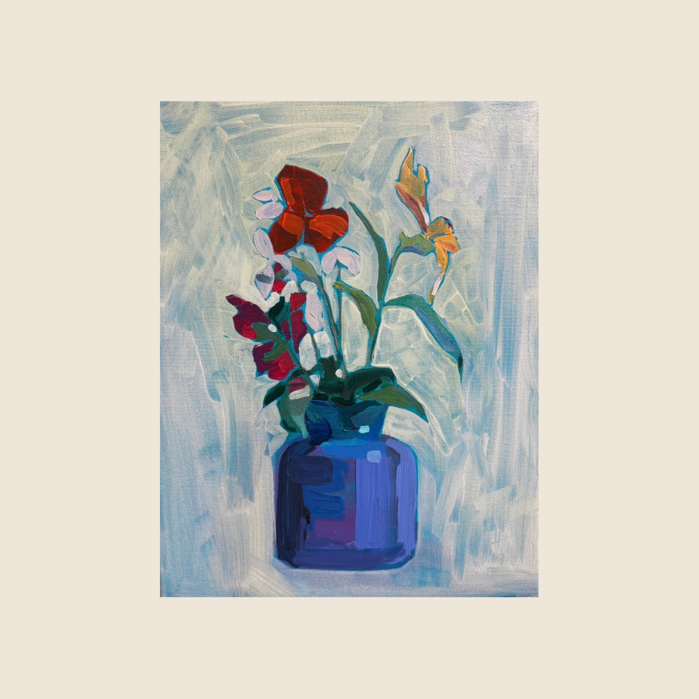 Flowers in a Purple Vase - Original Art - In Color Art Show