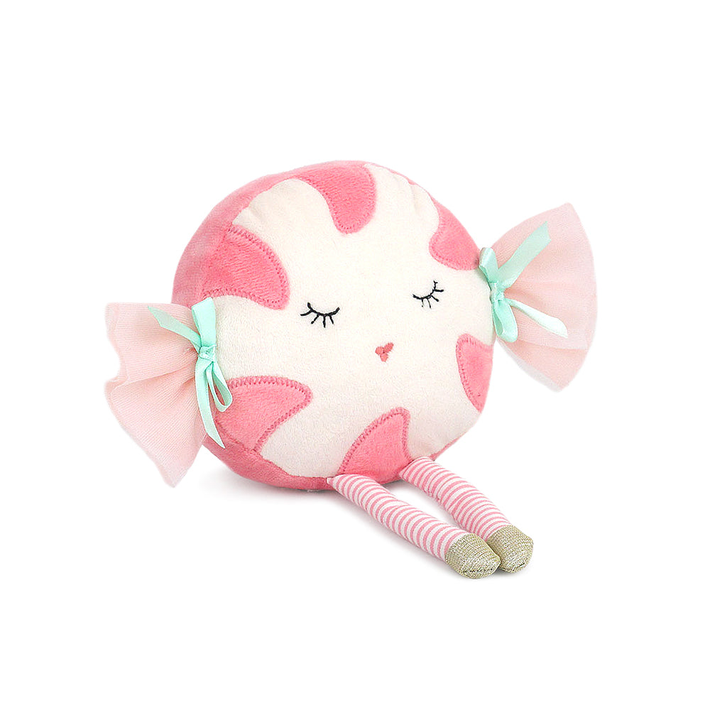 Candy makes everything better: just meet Mon Ami’s Peppermint Plush Toy. Our Christmas plush toy sweetens the scene with her pink-and-white swirled design, tulle wrapping festooned with mint green ribbons and adorable embroidered face. A supersoft shape make it easy to perch this Christmas plush toy in a playroom or anyplace that could use some holiday cheer.