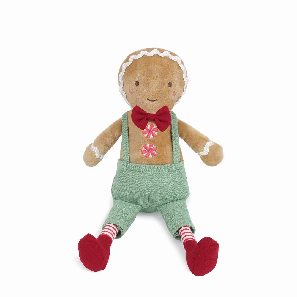 Oh snap! Mon Ami’s Gingerbread Boy Plush Toy is no cookie cutter Christmas plush doll. Festively dressed in green overalls, peppermint buttons and a burgundy bow tie and detailed with a darling embroidered face, our Christmas plush doll ups your gingerbread game. Wish someone a dough-lightful holiday season with this ultra-cuddly and ultra-cute Christmas plush doll.