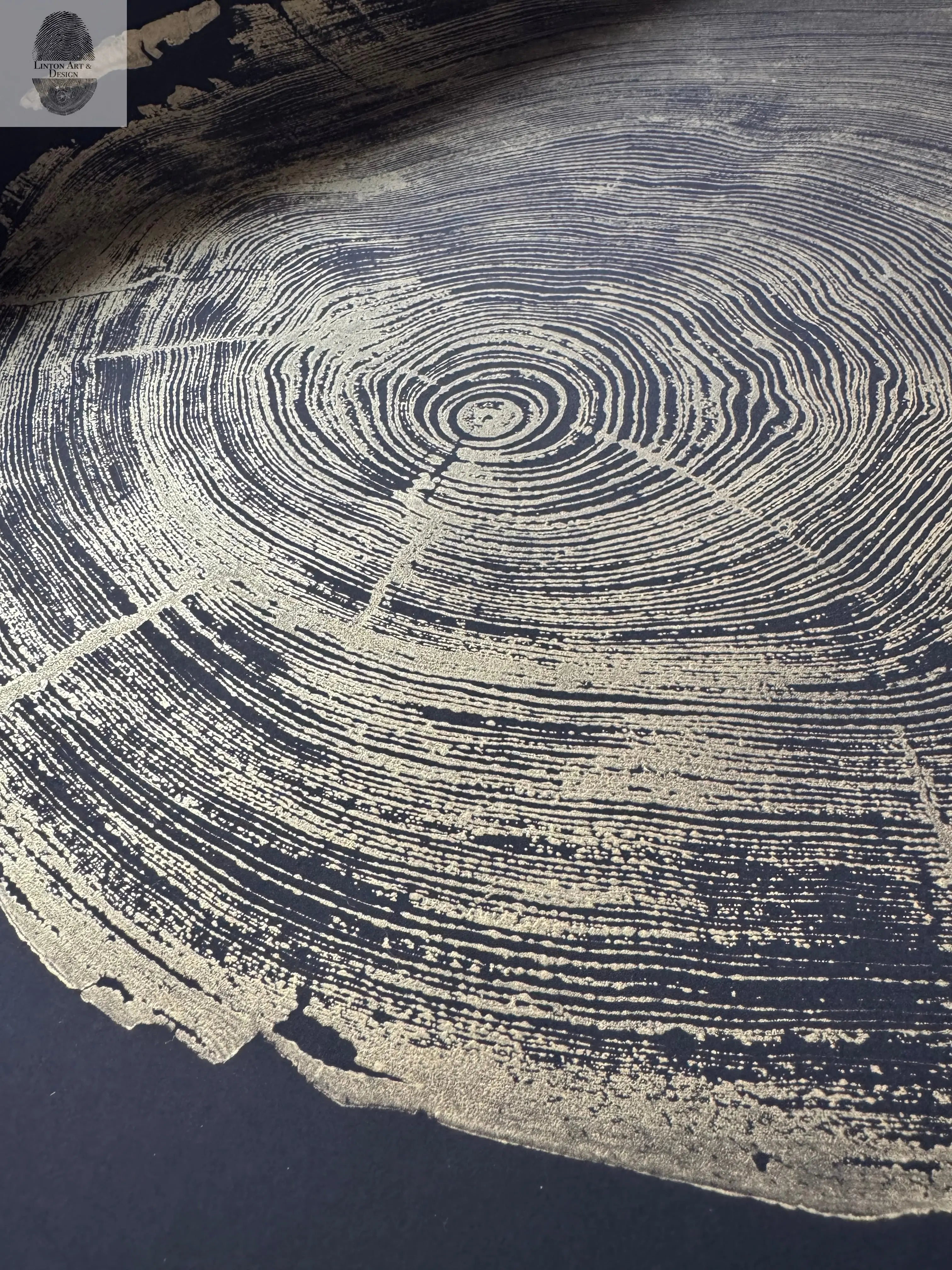 San Francisco Redwood. Gold and Black, 36x48 Inches. Original Signed artwork made from Real Redwood