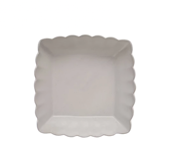 Stoneware Serving Dishes w/ Scalloped Edge