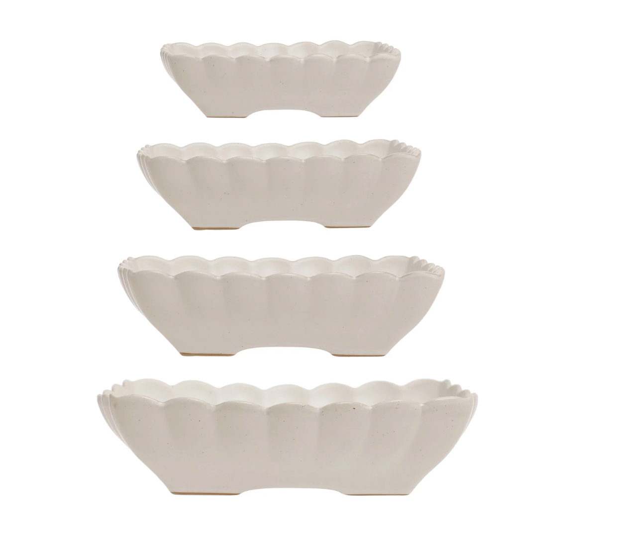 Stoneware Serving Dishes w/ Scalloped Edge