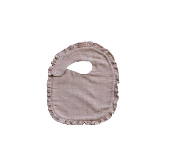 Cotton Double Cloth Baby Bib w/ Terry Back & Ruffles - 6 Colors