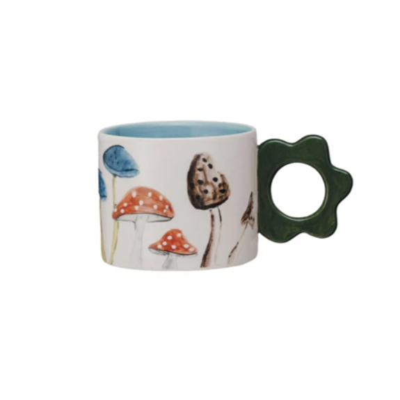 Colorful Mushrooms w/ Green Flower Handle