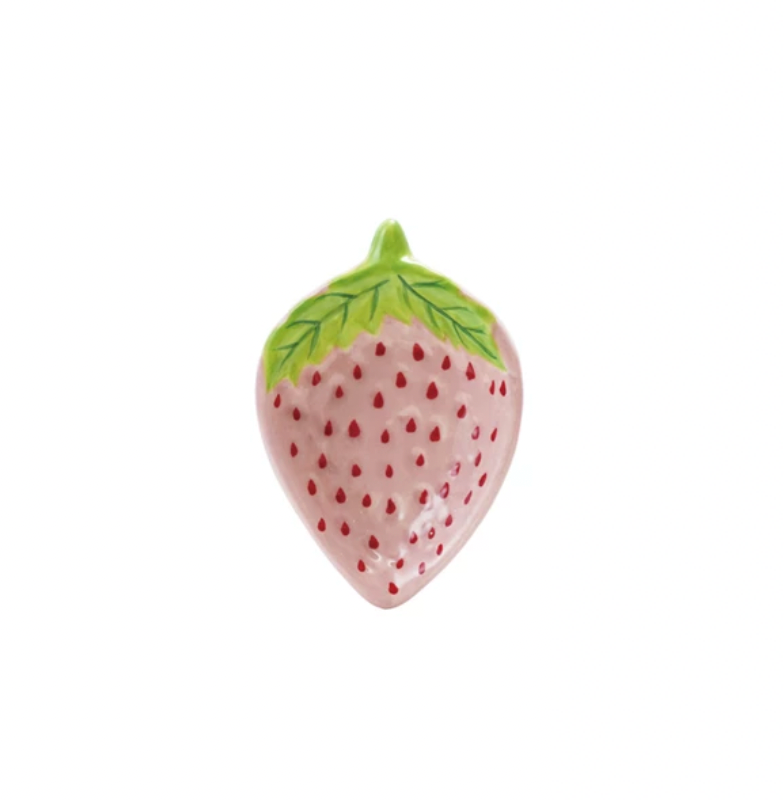 Hand-Painted Ceramic Strawberry Shaped Dish - Pink