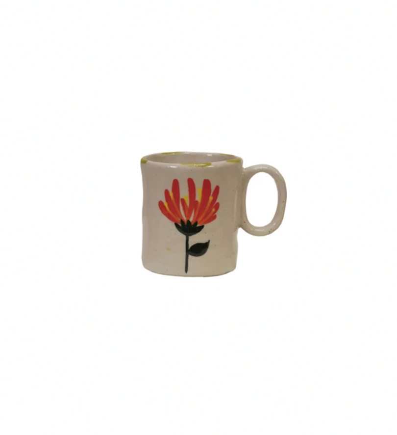 This charming hand-painted stoneware mug is perfectly sized for little hands. Its playful design adds a splash of color to snack time, making every sip a fun adventure. Durable and easy to hold, it’s a delightful companion for your child’s favorite drinks. 3-1/2" Round x 3"H. 5 oz