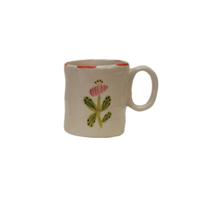 This charming hand-painted stoneware mug is perfectly sized for little hands. Its playful design adds a splash of color to snack time, making every sip a fun adventure. Durable and easy to hold, it’s a delightful companion for your child’s favorite drinks. 3-1/2" Round x 3"H. 5 oz.