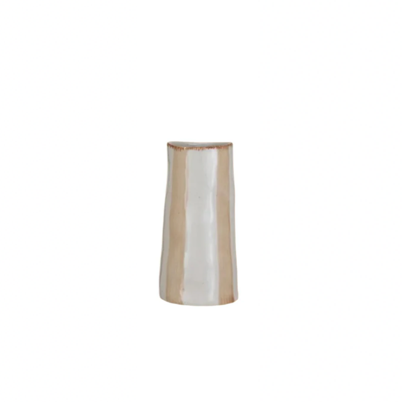 white & tan thick stripe vase