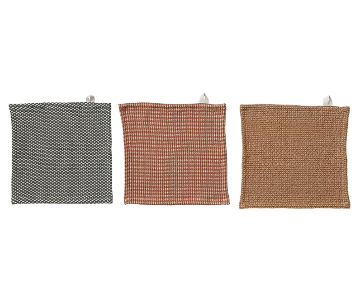 Cotton Dobby Dish Cloths - Set of 3 Bundle