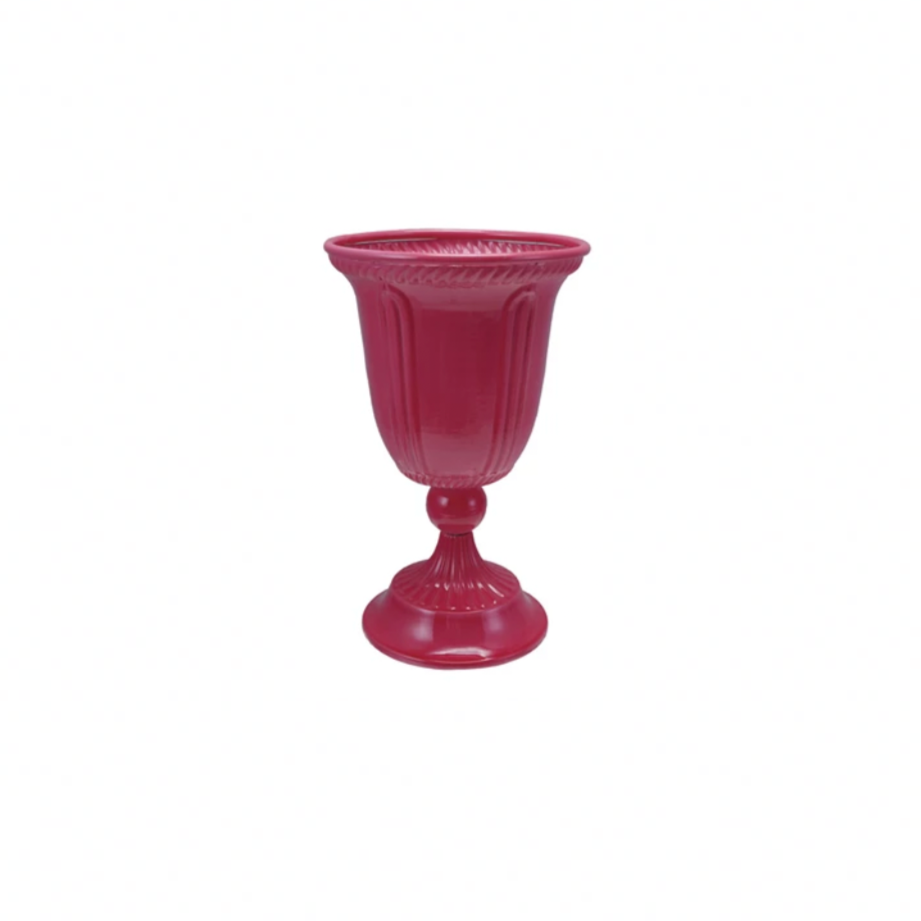 Painted Metal Footed Planter. Hot Pink