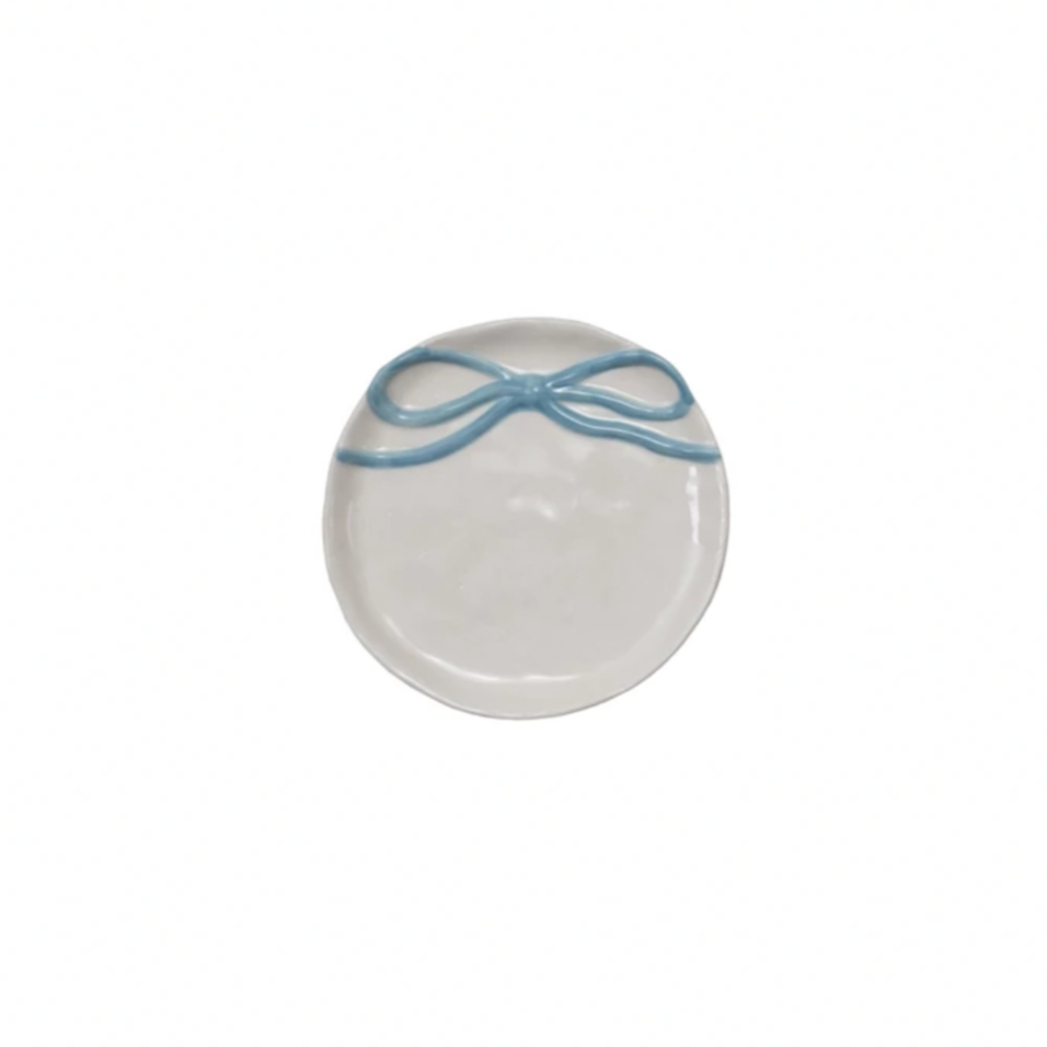 Baby Blue Bow Stoneware Dish