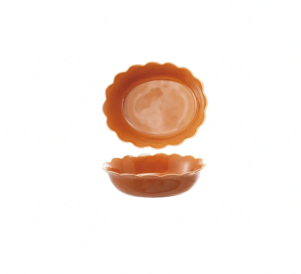 Oval Stoneware Scalloped Baker - Orange