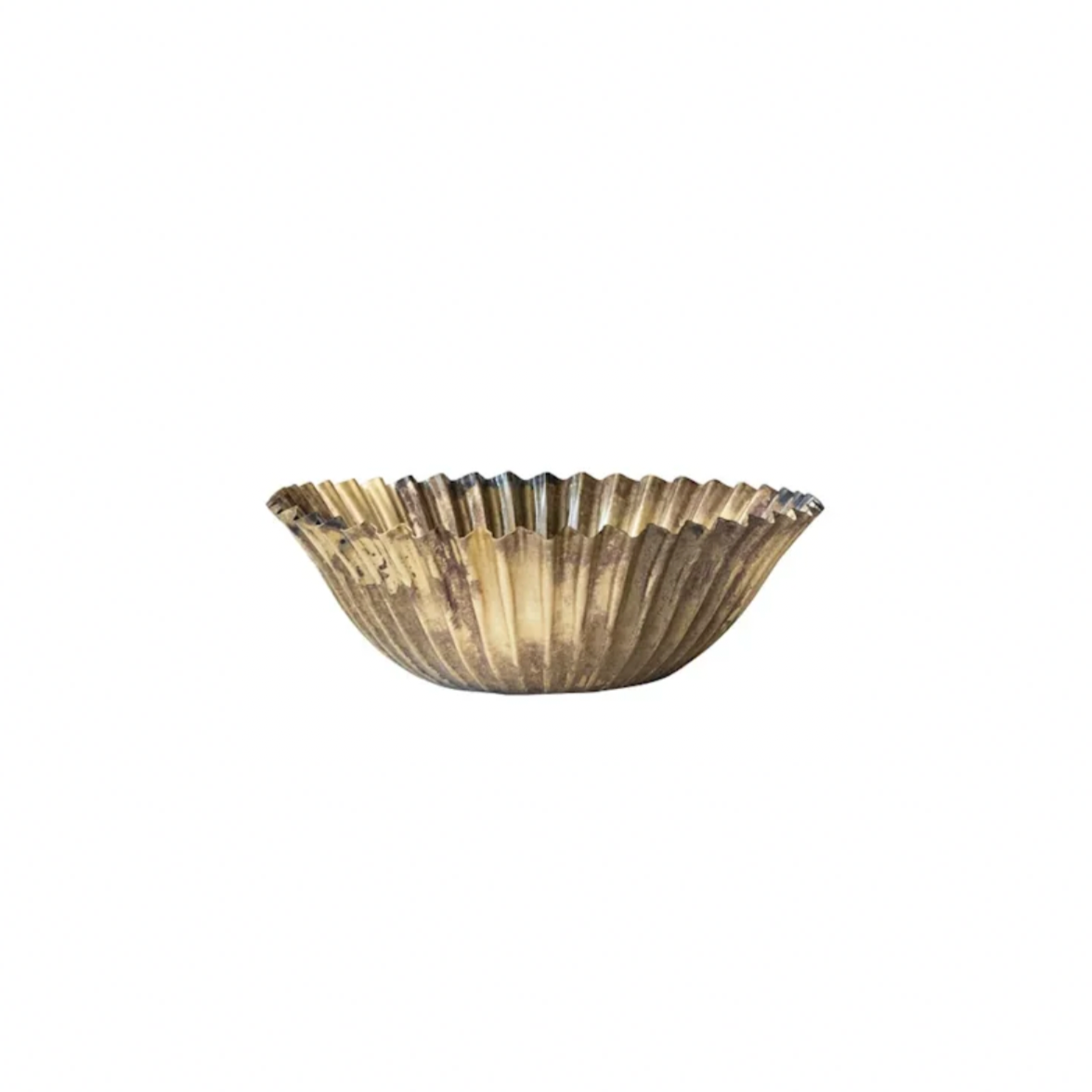 Decorative bowl with a ribbed texture on a white background
