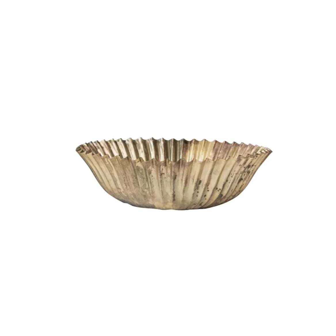 Decorative bowl with a ribbed texture on a white background