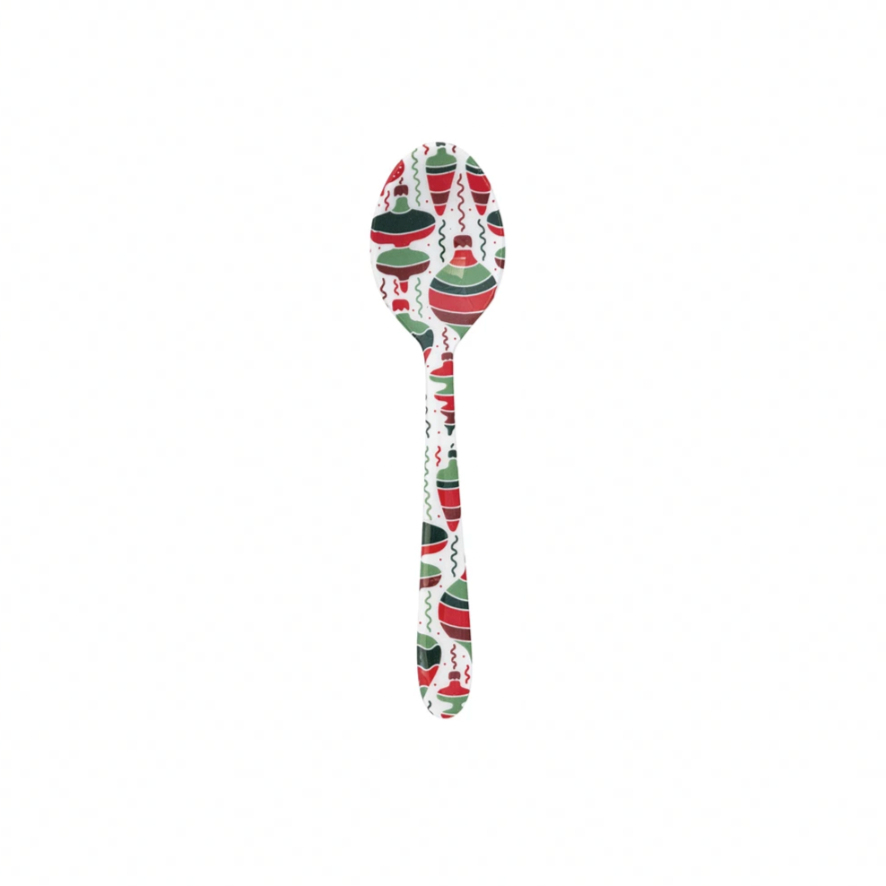 Decorative spoon with a colorful pattern on a white background