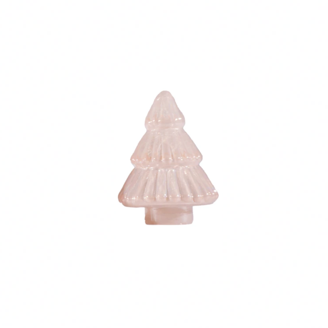 Decorative light pink tree-shaped object on a white background