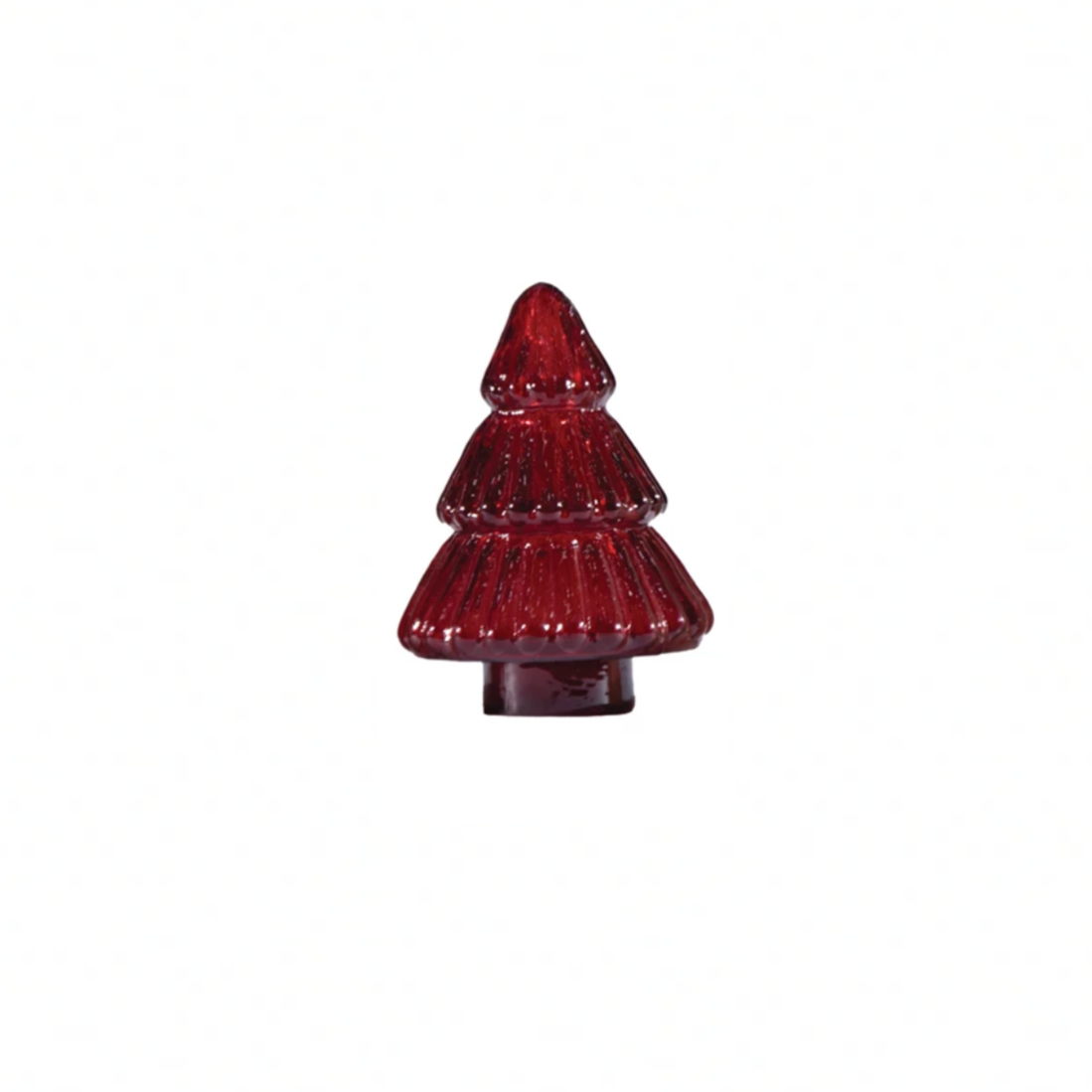 Red glass Christmas tree ornament on a white background