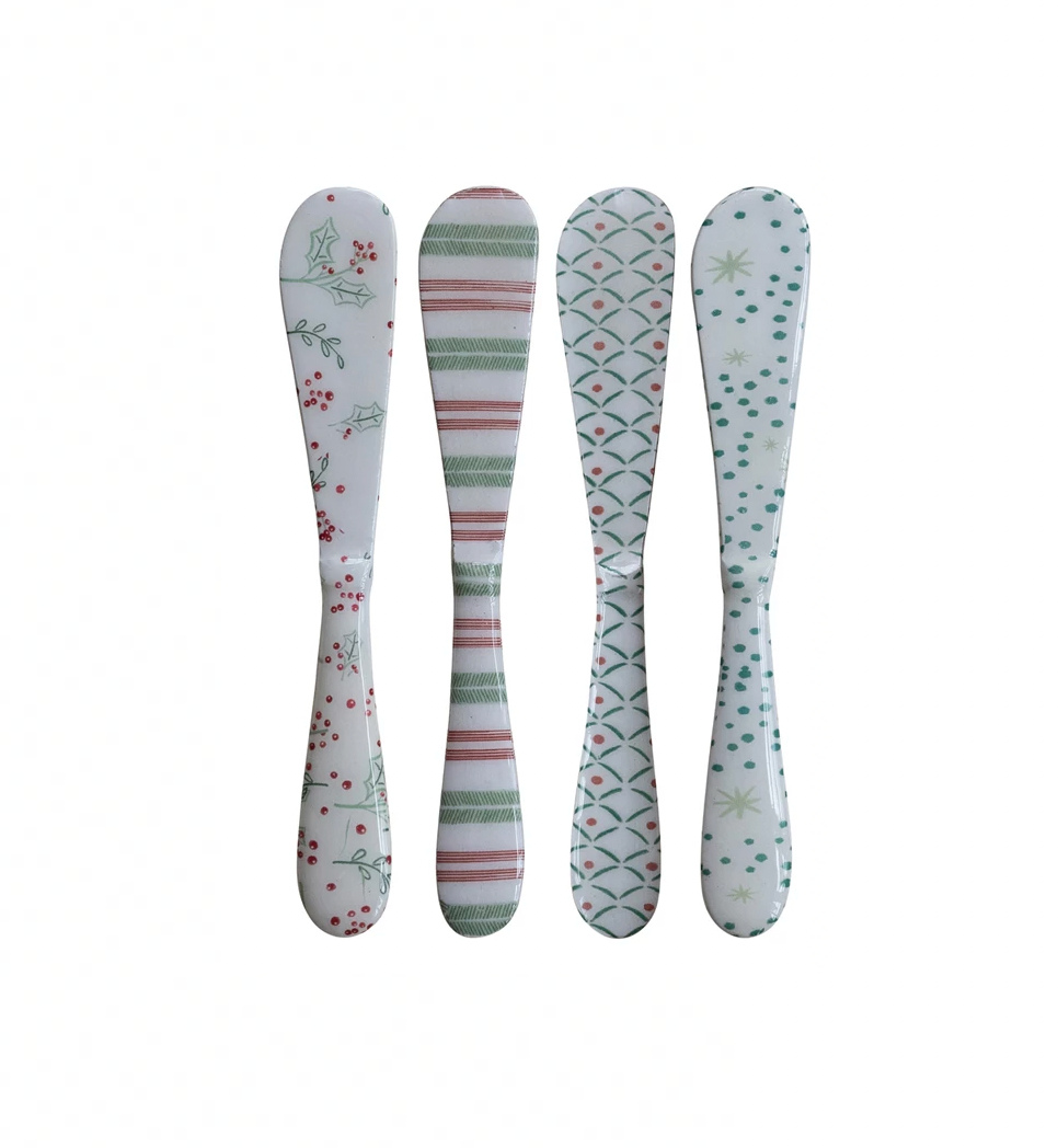 Enameled Stainless Steel Canape Knife - Holiday Stripes