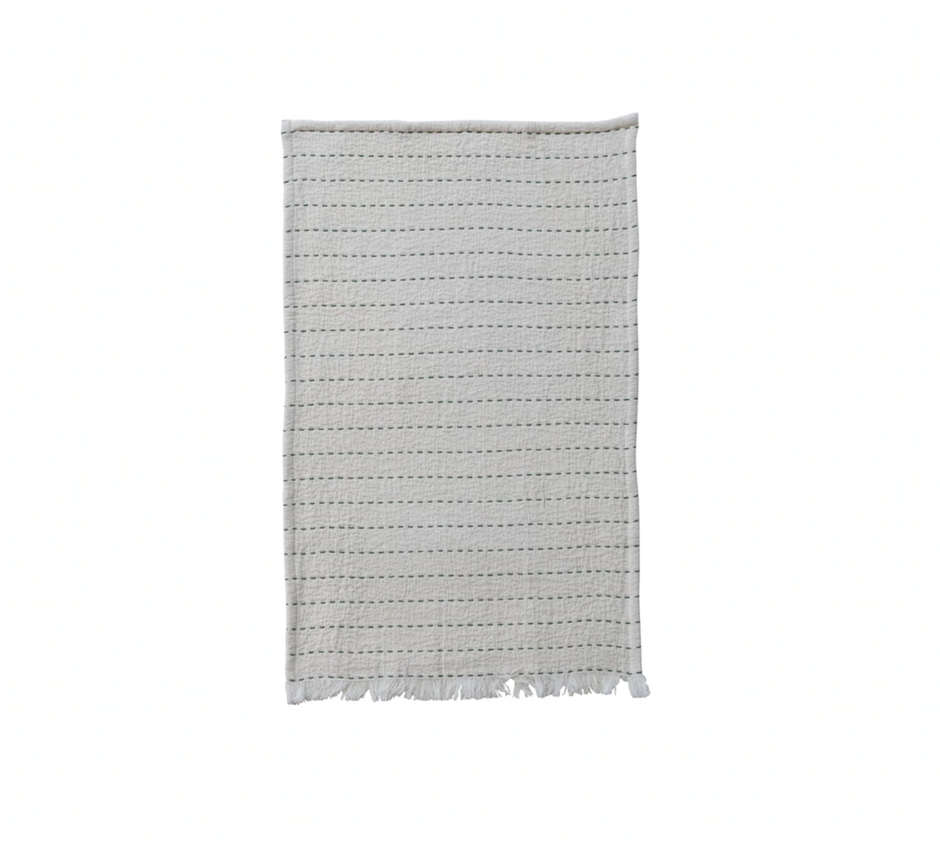 Hand-Embroidered Green Kantha Stitched Tea Towel