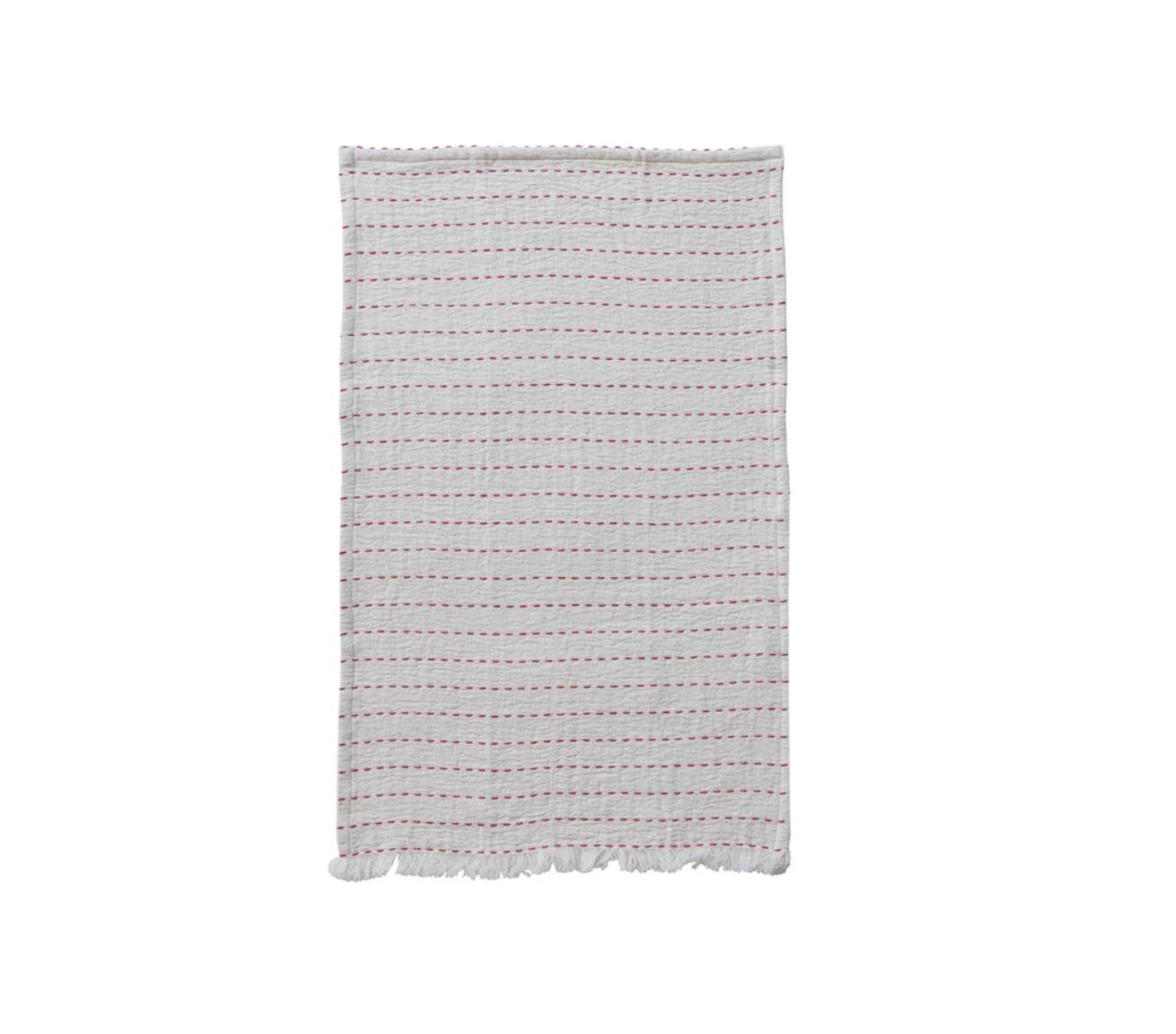 Textured rectangular tea towel with a subtle pattern on a white background