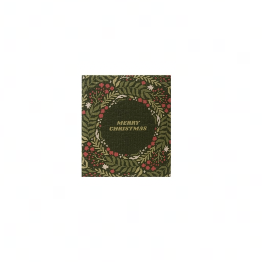 Reusable Cellulose Sponge Cloth - Green Merry Christmas