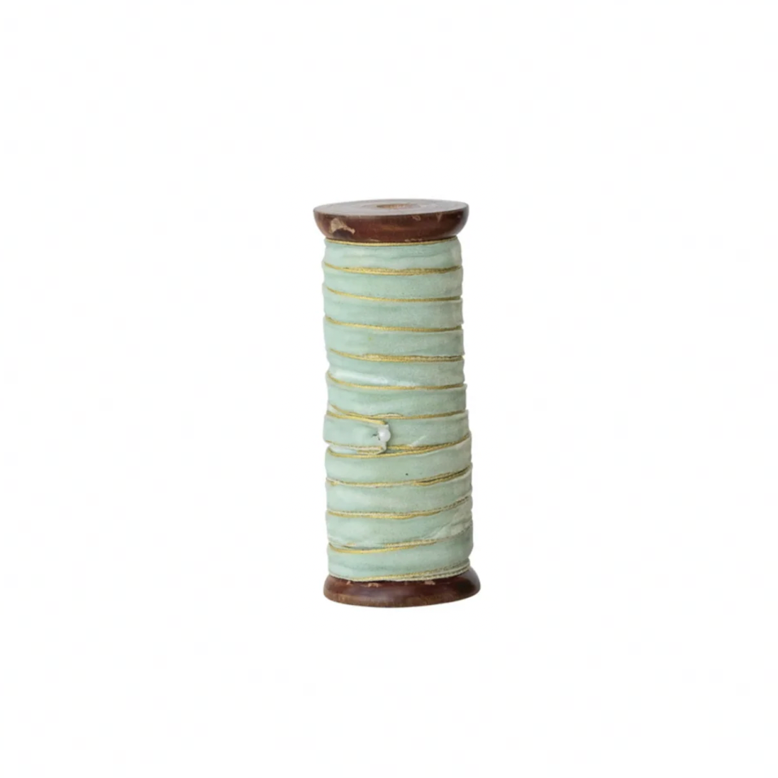 10 Yard Cool Tones Velvet Ribbon with Metallic Edges - Mint