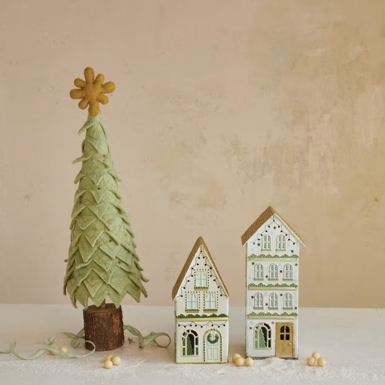 Creative Co-Op Painted Metal Holiday House