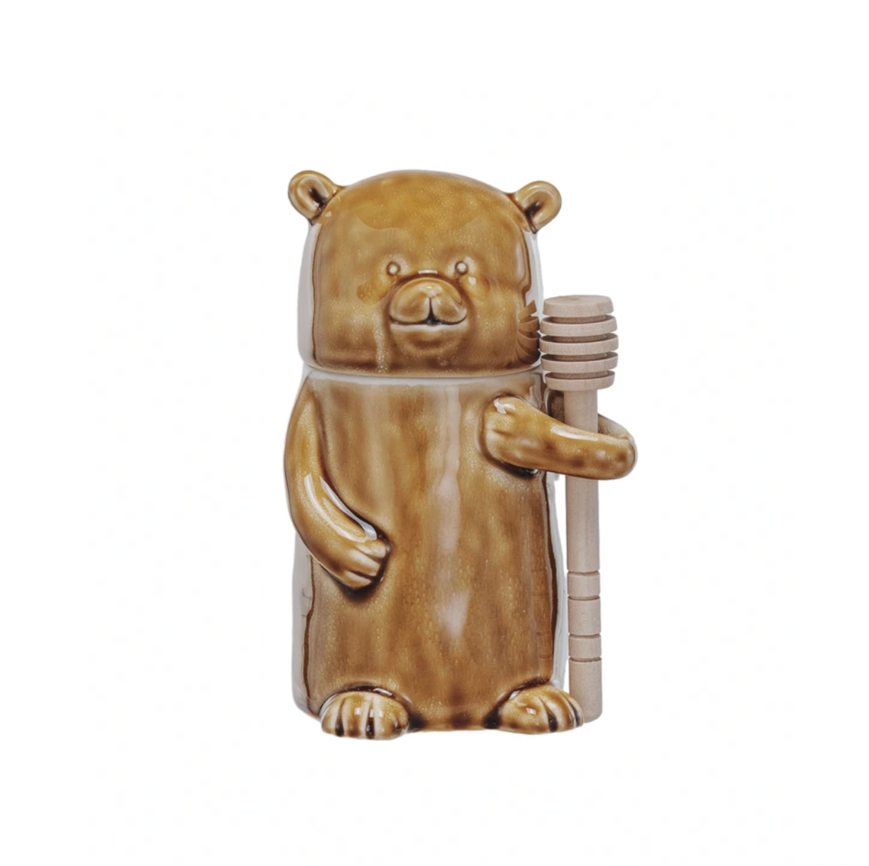Stoneware Honey Jar w/ Wood Honey Dipper