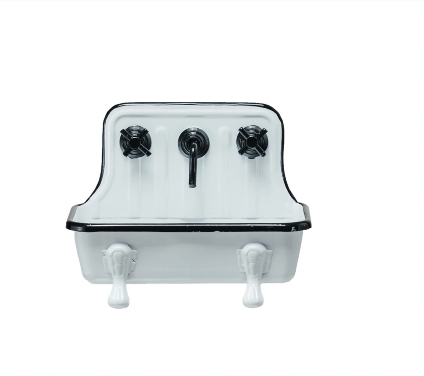 Metal Sink Soap Dish w/ Faucet - White & Black