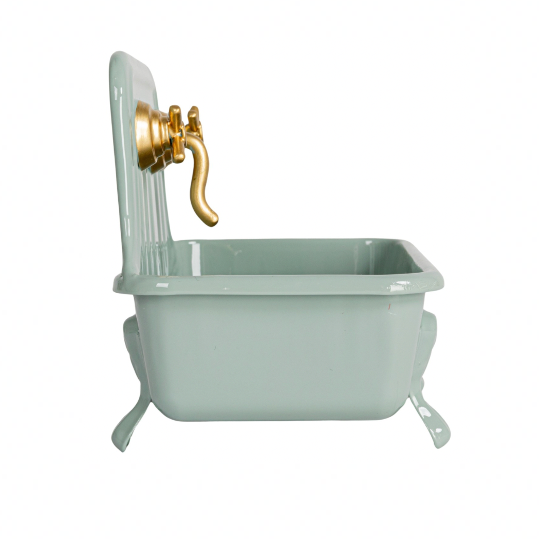 Metal Sink Soap Dish w/ Faucet - Grey & Gold Finish