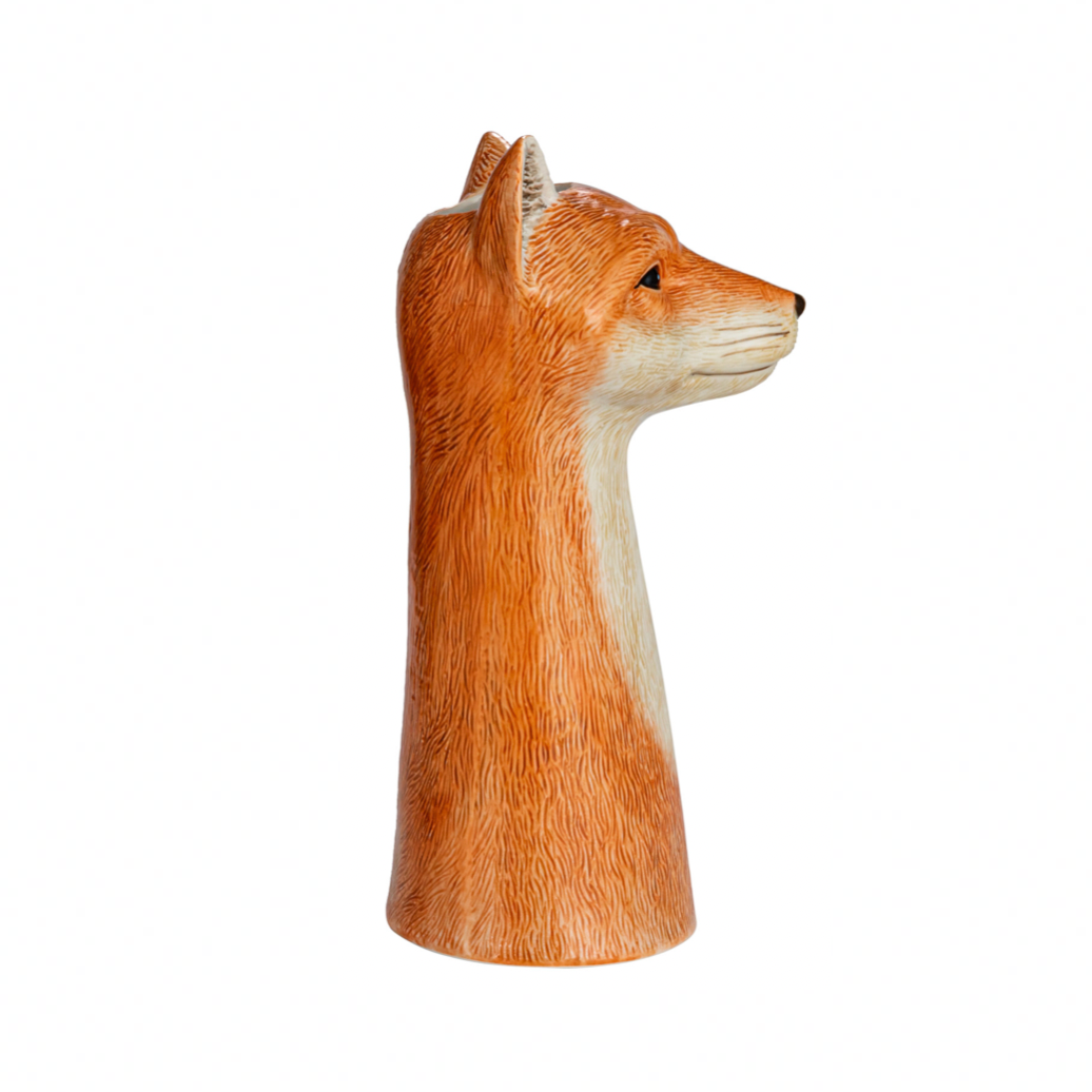Hand-Painted Stoneware Fox Vase