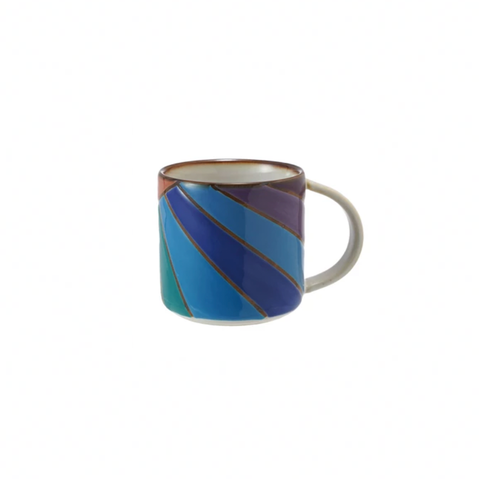 Stoneware Mug w/ Wax Relief Design - Blue