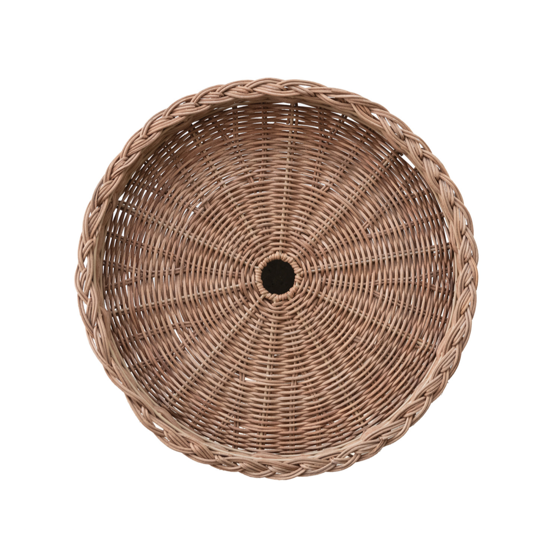 Decorative Hand-Woven Rattan Pedestal with Braided Rim