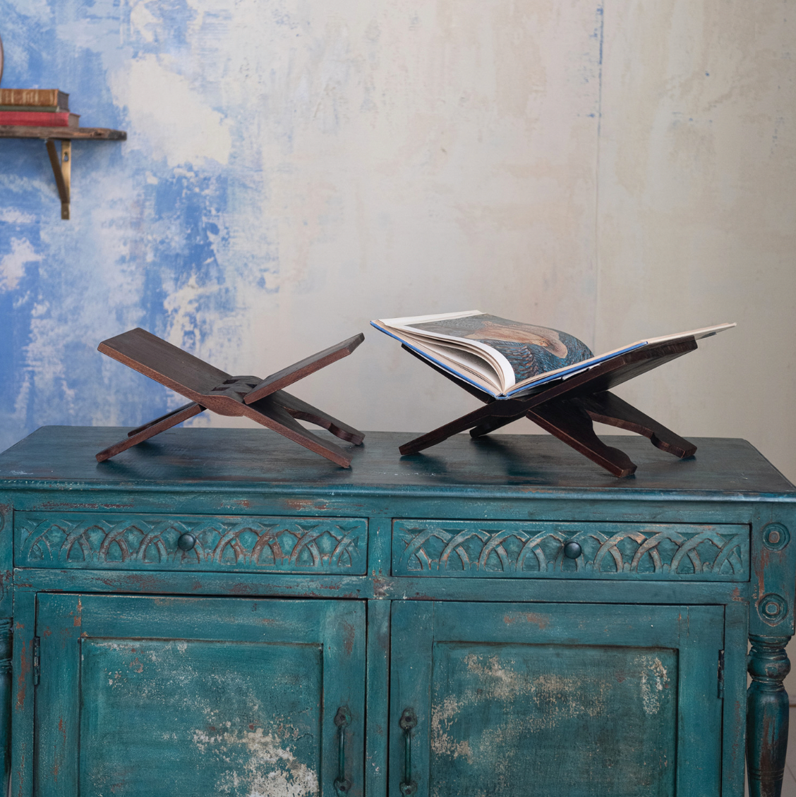 Reclaimed Wood Vintage Reproduction Oversized Folding Book Holder